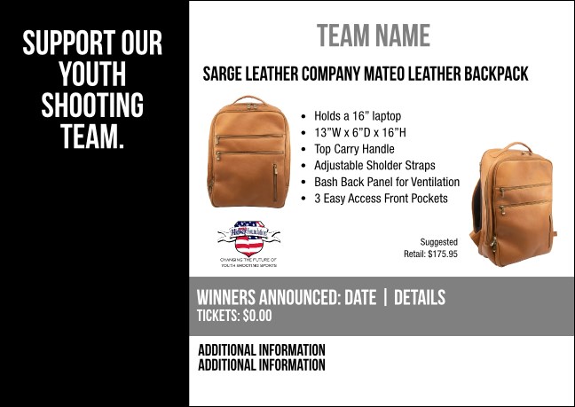 Sarge Leather Company Mateo Leather Backpack Postcard V2 Product Front