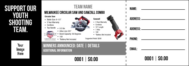 Milwaukee Circular Saw and Sawzall Combo Raffle Ticket V2 Product Front