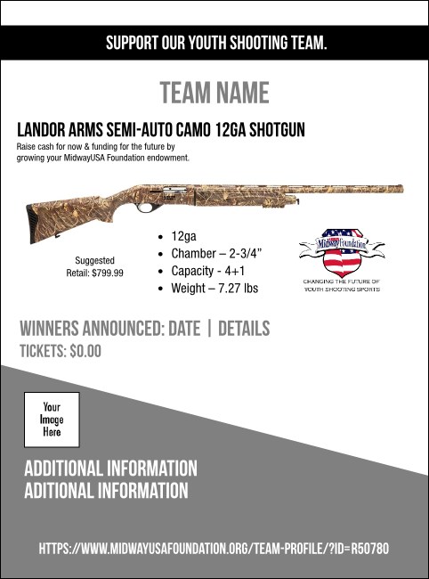 Landor Arms Semi-Auto Camo 12ga Shotgun V1 Flyer Product Front