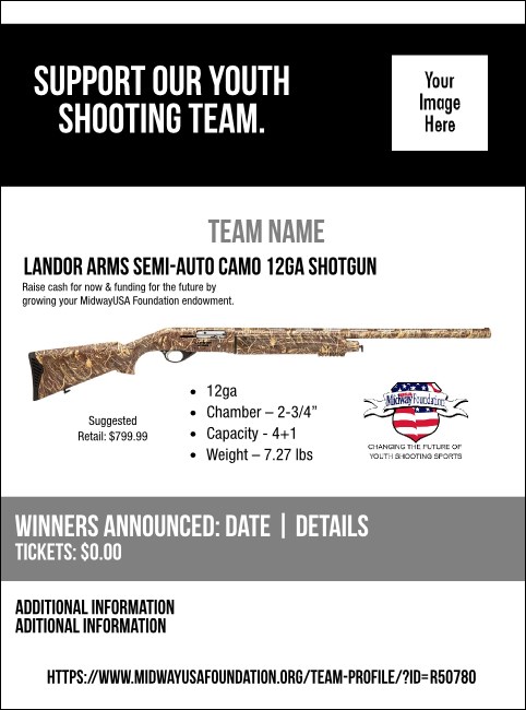 Landor Arms Semi-Auto Camo 12ga Shotgun V2 Flyer Product Front
