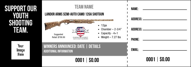 Landor Arms Semi-Auto Camo 12ga Shotgun V2 Raffle Ticket Product Front