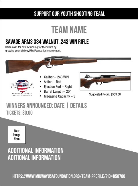 Savage Arms 334 Walnut .243 WIN Rifle V1 Flyer Product Front