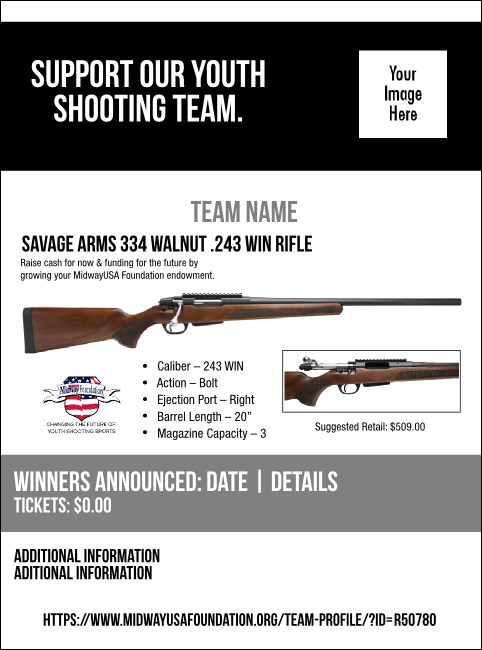 Savage Arms 334 Walnut .243 WIN Rifle V2 Flyer