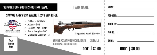 Savage Arms 334 Walnut .243 WIN Rifle V1 Raffle Ticket Product Front