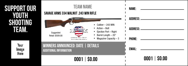 Savage Arms 334 Walnut .243 WIN Rifle V2 Raffle Ticket Product Front